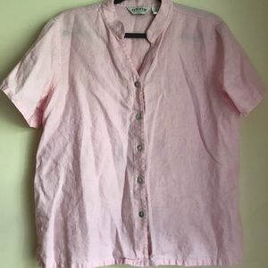 Orvis Pink Linen Button-Up Top